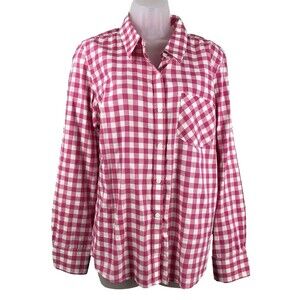 Patagonia 100% Organic Cotton Checked Button Front Shirt Women's 12 Barbiecore